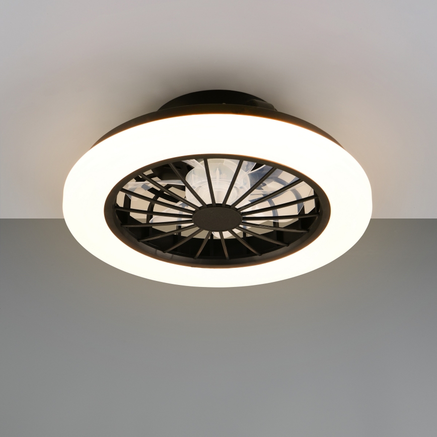 LED RGBW dimbare plafondlamp met ventilator GHANA LED/24W/230V 3000-6500K wit/zwart + afstandsbediening
