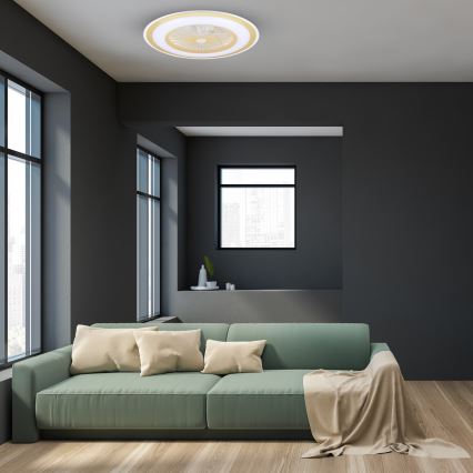 LED Dimbare plafondlamp met ventilator ZEPHYR LED/48W/230V 3000-6000K goud + afstandsbediening