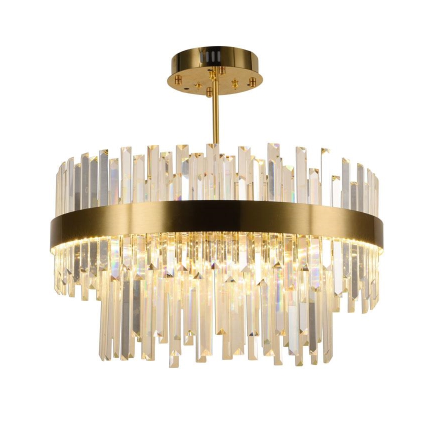 LED dimbare kristallen hanglamp aan stang LED/80W/230V 3000-6500K goud + afstandsbediening