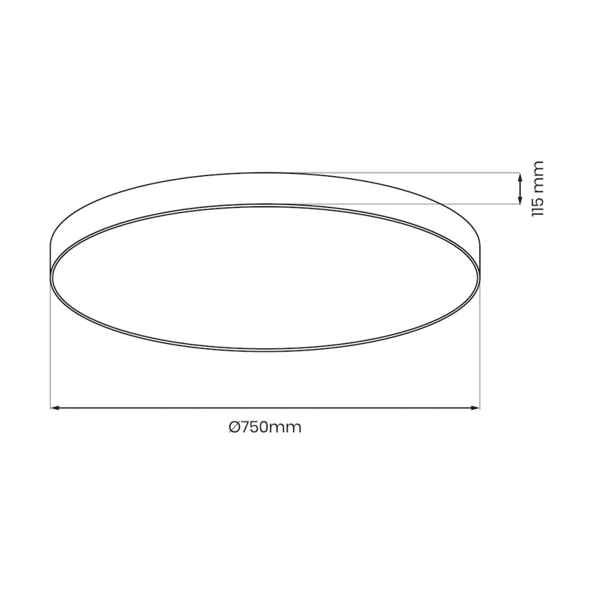Dimbare LED-plafondlamp SIENA LED/80W/230V 3000-6000K Ø 75 cm zwart + afstandsbediening