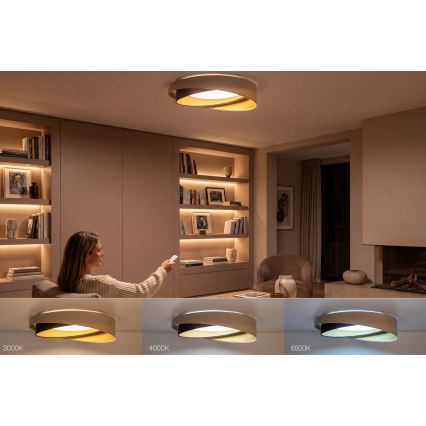 LED dimbare plafondlamp SMART GALAXY MODERN LED/24W/230V 3000-6500K Ø 55 cm beige/bruin/goud + afstandsbediening