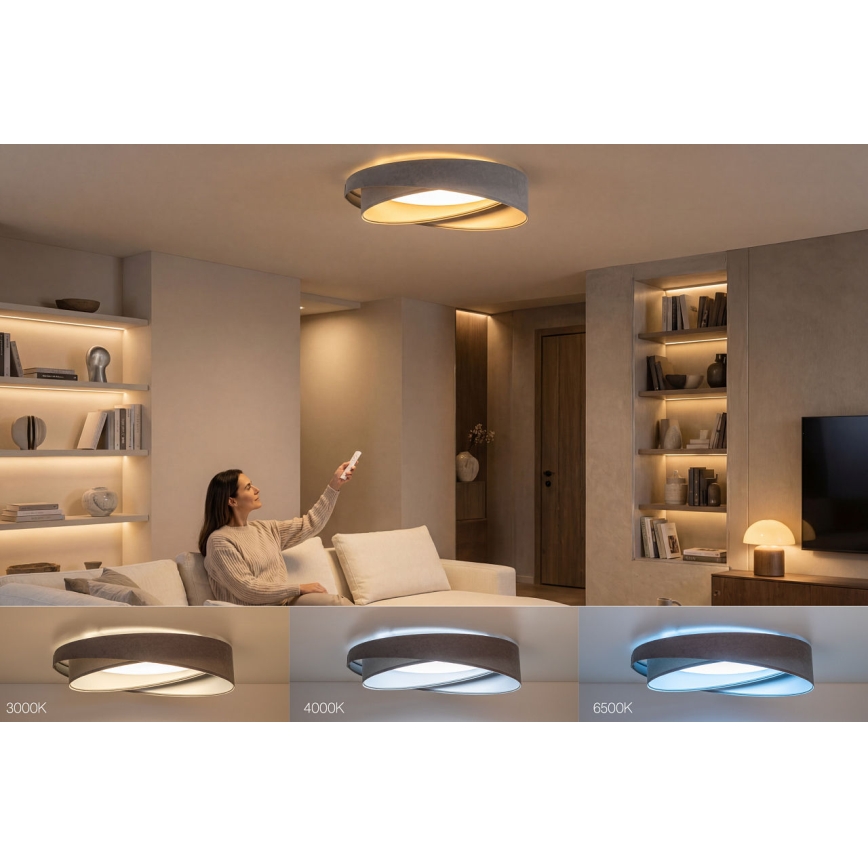 LED-dimbare plafondlamp SMART GALAXY MODERN LED/24W/230V 3000-6500K Ø 55 cm grijs/zilver + afstandsbediening