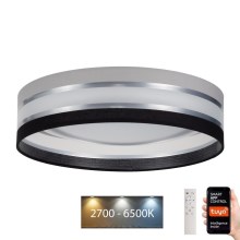 LED dimbare plafondlamp SMART CORAL LED/24W/230V Wi-Fi Tuya zwart/grijs + afstandsbediening