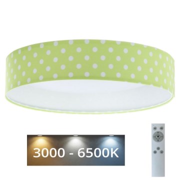 LED dimbare plafondlamp SMART GALAXY KIDS LED/24W/230V 3000-6500K stippen groen/wit + afstandsbediening