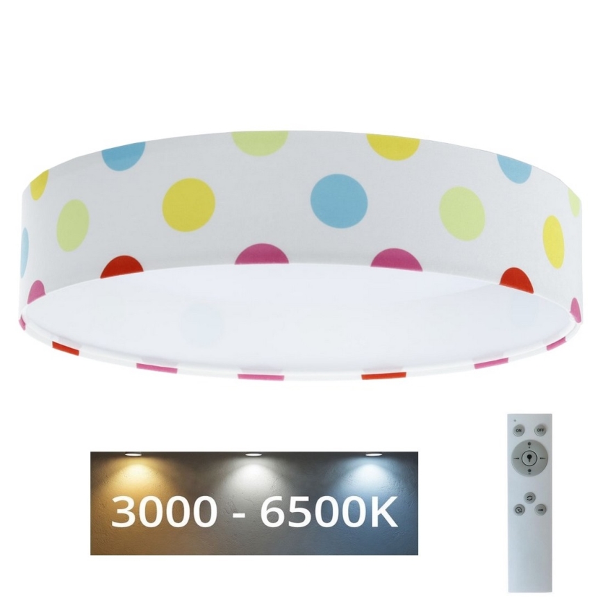 LED dimbare plafondlamp SMART GALAXY KIDS LED/24W/230V 3000-6500K stippen kleurrijk + afstandsbediening