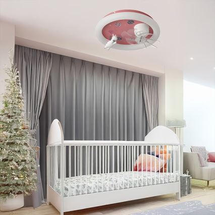 Dimbare LED-plafondlamp met ventilator voor kinderkamer, LED/48W/230V 3000/4000/6000K roze + afstandsbediening