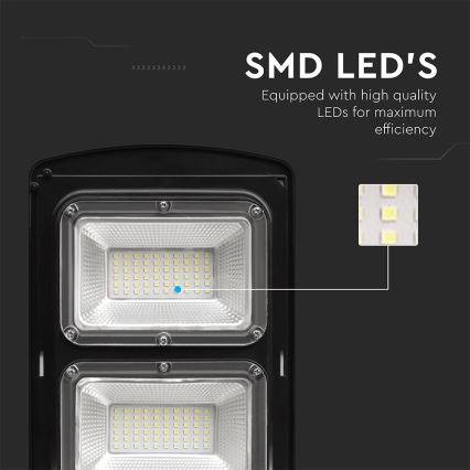 LED dimbare solar straatlamp met bewegings- en schemersensor LED/12W/3,2V 6000K IP65 10000 mAh zwart + afstandsbediening
