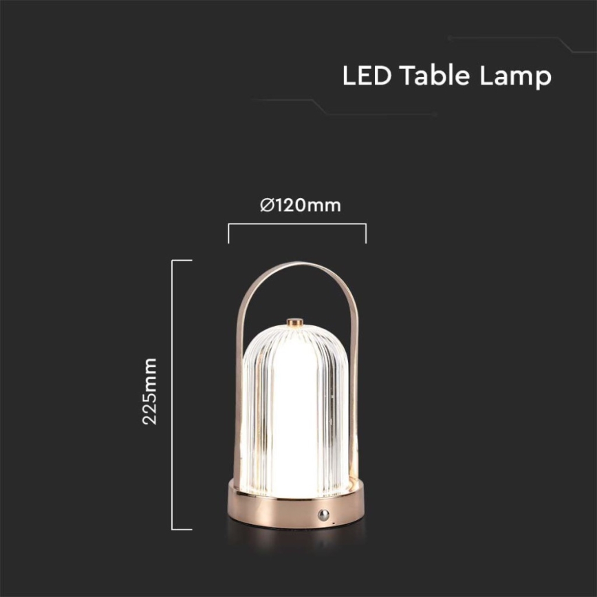 LED Dimbare Oplaadbare Touch Tafellamp LED/1W/5V 3000-6000K 1800 mAh Koper