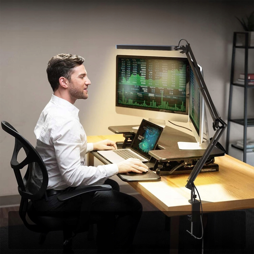 Dimbare LED-bureaulamp met aanraakbediening, flexibele hals en klem LED/10W/5/230V 3000/4000/6000K zwart