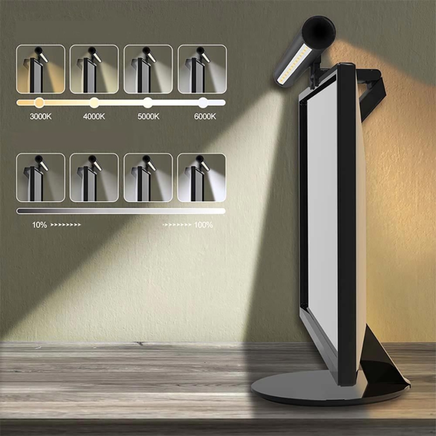 LED Dimbare Touch Monitorverlichting LED/5W/5V 3000/4000/5000/6000K 42 cm zwart