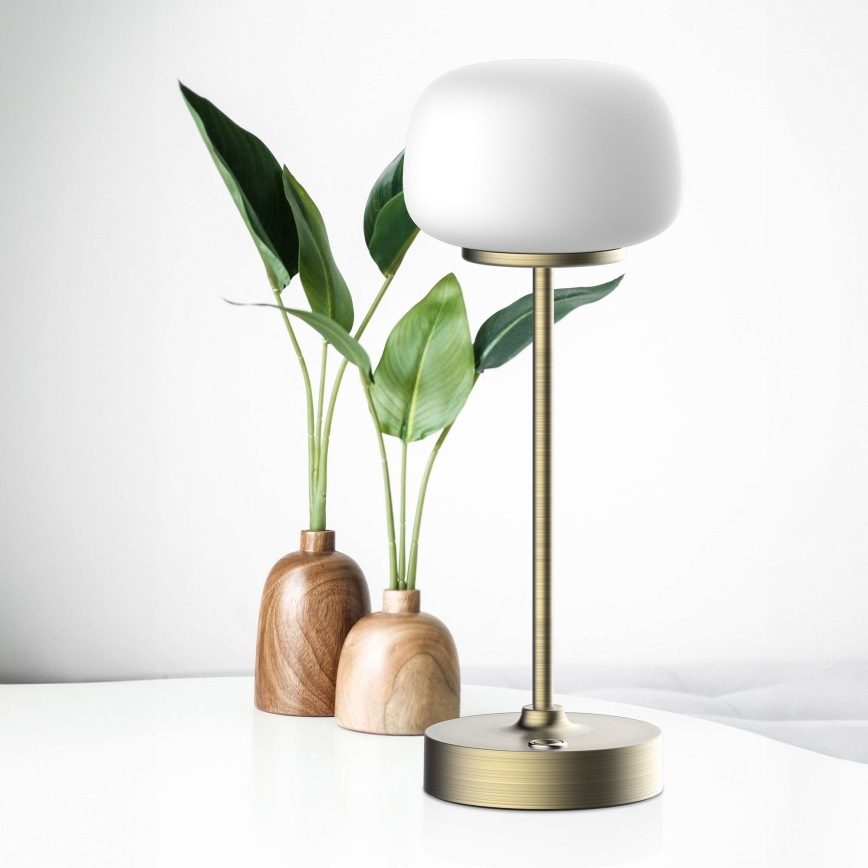 LED Dimbare Touch Tafellamp RIMINI LED/2W/5V USB 2000 mAh goud/wit