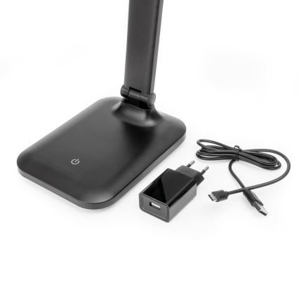 LED Dimbare touch tafellamp met draadloos opladen en USB-poort REMUS LED/5W/230V zwart