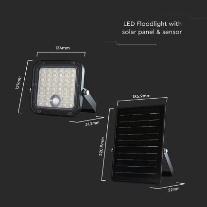 LED Dimbare zonne-schijnwerper met sensor LED/10W/3,7V 4000/6000K IP65 + afstandsbediening