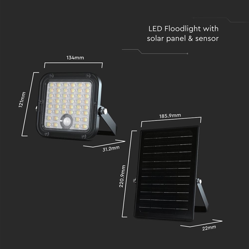 LED Dimbare zonne-schijnwerper met sensor LED/10W/3,7V 4000/6000K IP65 + afstandsbediening