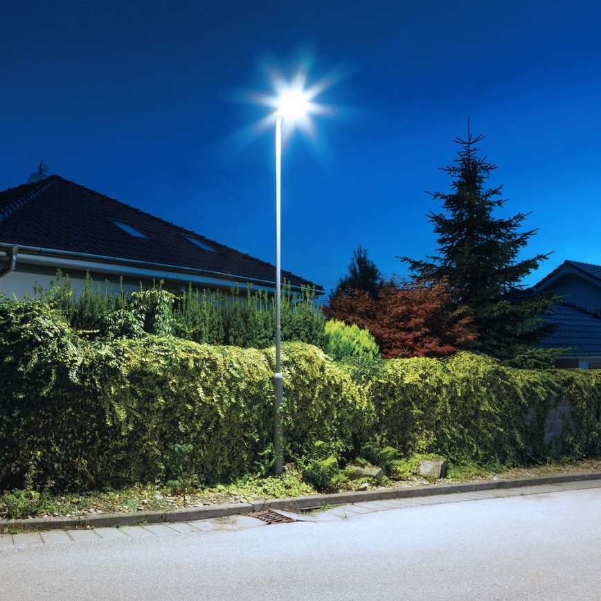 LED Dimbare zonne-straatlantaarn met bewegings- en schemersensor KERS LED/300W/3,2V 6500K 8000 mAh IP65 grijs + afstandsbediening