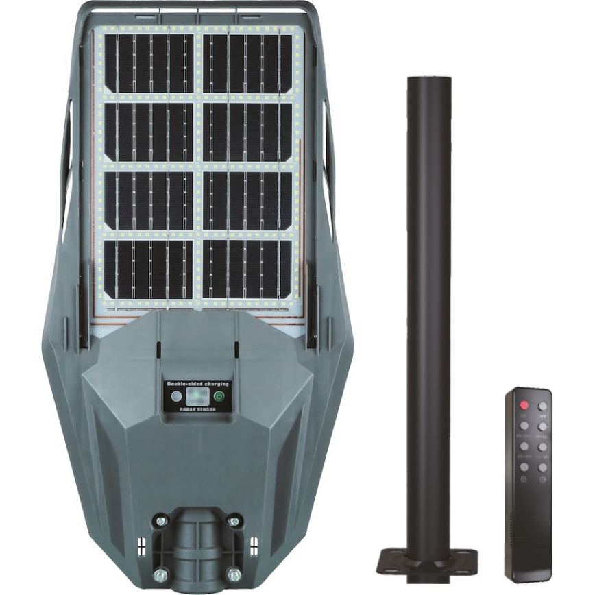 LED Dimbare zonne-straatlantaarn met bewegings- en schemersensor KERS LED/300W/3,2V 6500K 8000 mAh IP65 grijs + afstandsbediening