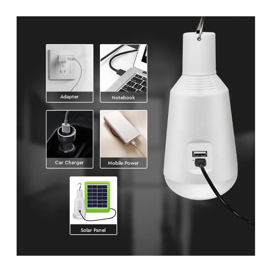 LED Draagbare solarlamp 3 in1 LED / 7W / 230V 3000K / 4000K / 6400K + opladen via USB