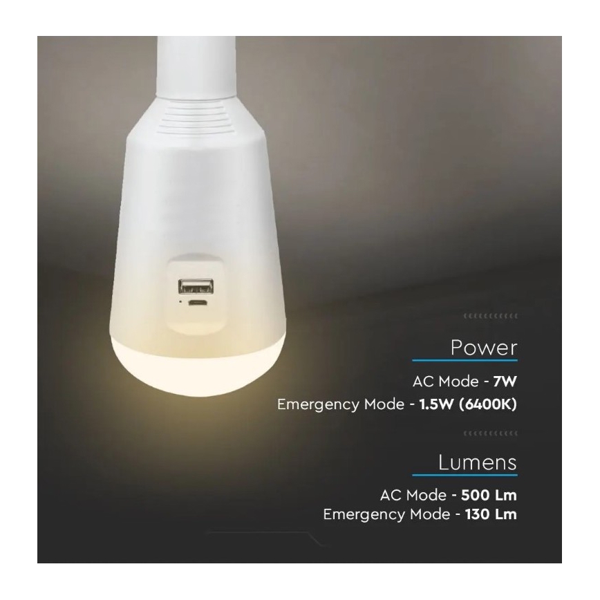 LED Draagbare solarlamp 3 in1 LED / 7W / 230V 3000K / 4000K / 6400K + opladen via USB