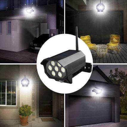 LED Dummy bewakingscamera met sensor en met een zonnepaneel LED/5W/5,5V 800 mAh IP65 + afstandsbediening