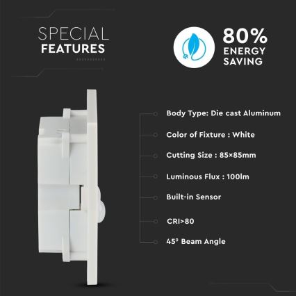 LED Éclairage d'escalier avec détecteur de mouvement LED/3W/230V 4000K blanc