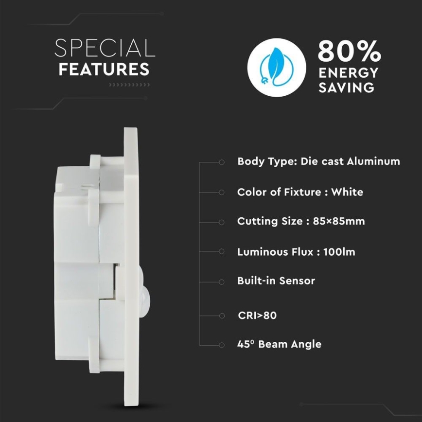 LED Éclairage d'escalier avec détecteur de mouvement LED/3W/230V 4000K blanc