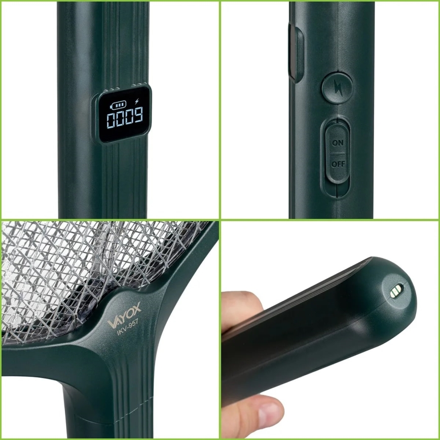 LED Elektrische insectenval 2in1 met LCD scherm 1200 mAh/5V groen