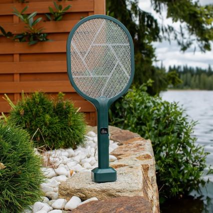 LED Elektrische insectenvanger 2-in-1 met LCD-display 1200 mAh/5V groen