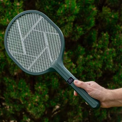 LED Elektrische insectenvanger 2-in-1 met LCD-display 1200 mAh/5V groen