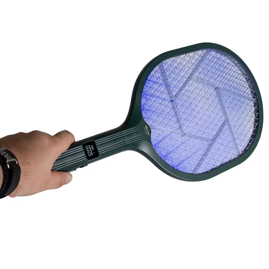 LED Elektrische insectenvanger 2-in-1 met LCD-display 1200 mAh/5V groen