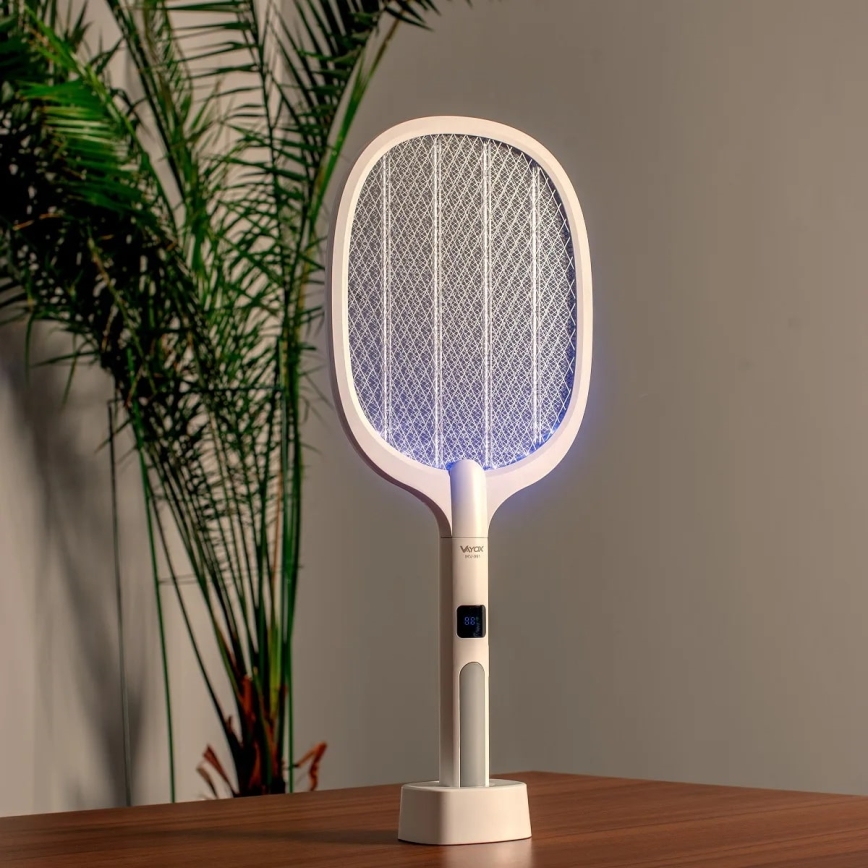 LED Elektrische insectenvanger 2-in-1 met LCD-display 1200 mAh/5V wit