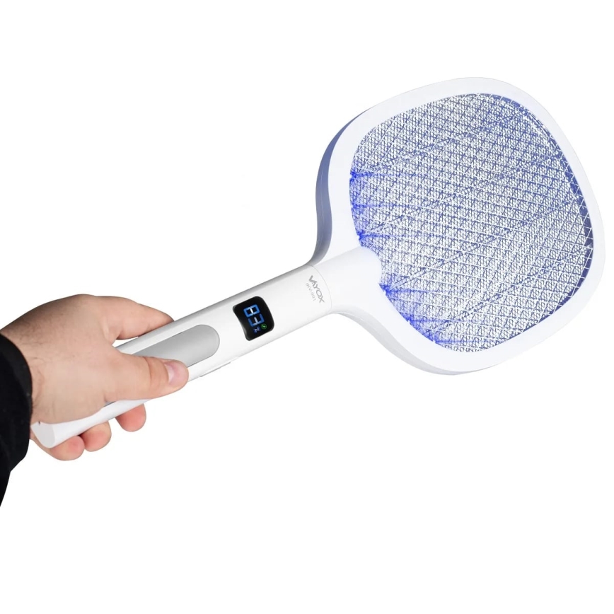 LED Elektrische insectenvanger 2-in-1 met LCD-display 1200 mAh/5V wit