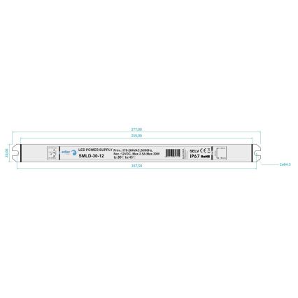 LED Elektrische transformator DRIVER 30W/230V/12V IP67