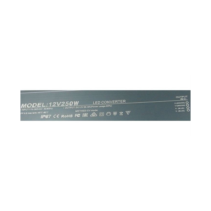 LED Elektronische transformator 250W/12V IP67