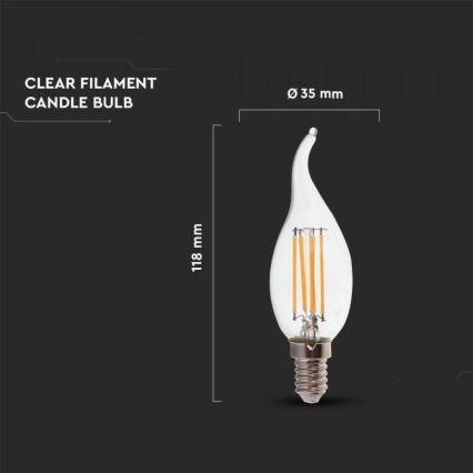 LED-filamentlamp E14/4W/230V 4000K