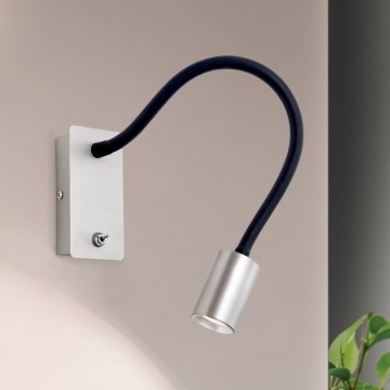 LED Flexibel klein wand lamp KURT LED/5W/230V zilver