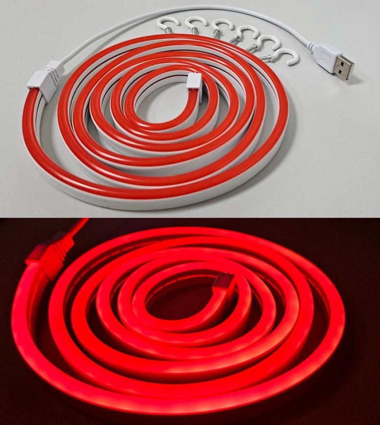 LED Flexibel strip NEON LED/5V USB 1,8 m rood