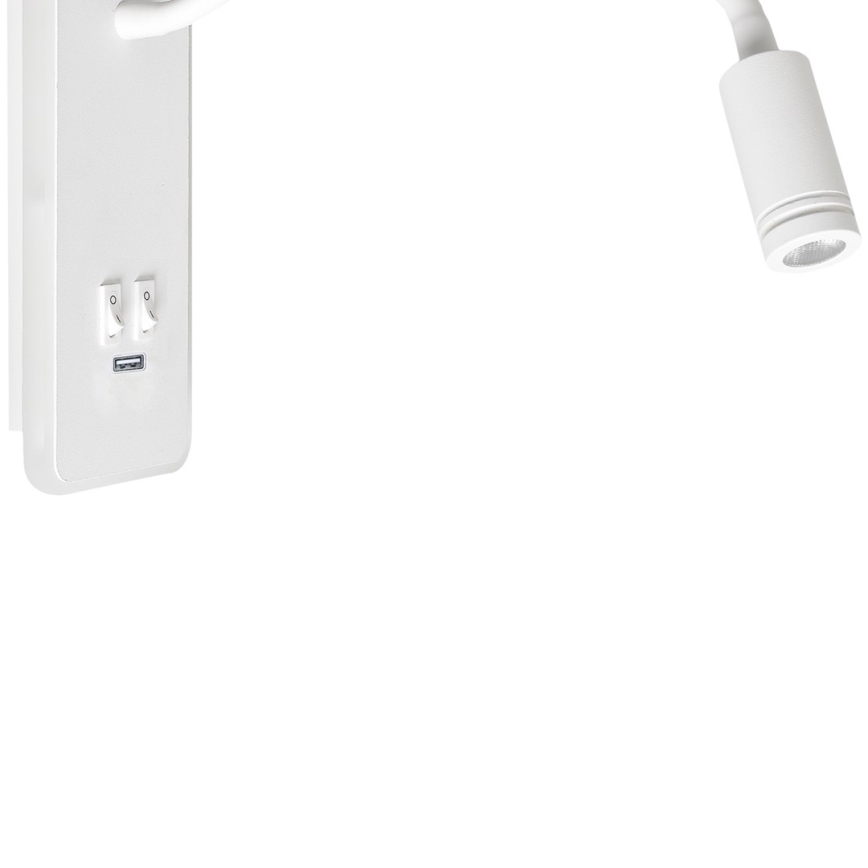LED Flexibel wall klein lamp met USB BASE 1xLED/8W+1xLED/2W/230V wit
