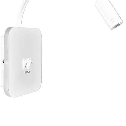 LED Flexibel wall klein lamp met USB BASE 1xLED/8W + 1xLED/2W/230V wit