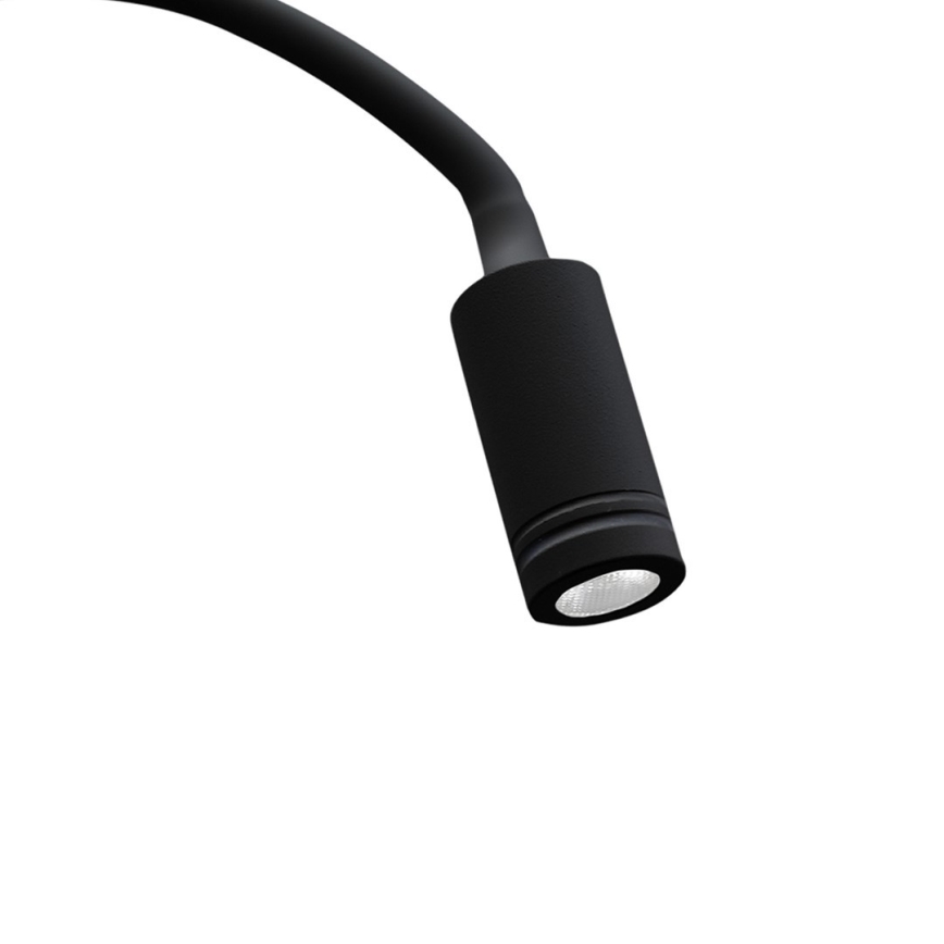 LED Flexibel wall klein lamp met USB BASE 1xLED/8W+1xLED/2W/230V zwart