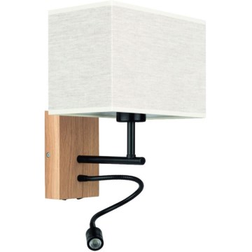 LED flexibele armatuur BOHO 1xE27/25W + LED/1W/230V eiken