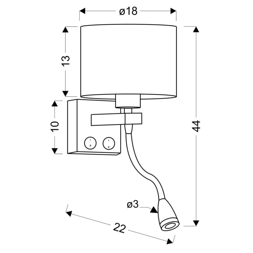 LED Flexibele lamp POLO 1xE27/40W+LED/2W 230V zwart
