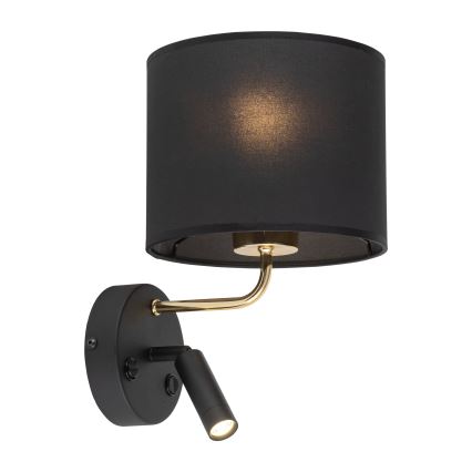 LED Flexibele lamp RICHI 1xE27/15W/230V + LED/3W/230V zwart