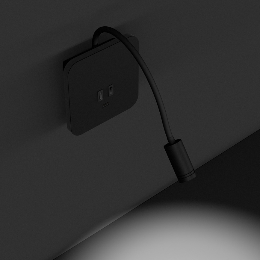 LED-flexibele wandlamp BASE LED/8W+LED/2W/230V zwart/zilver