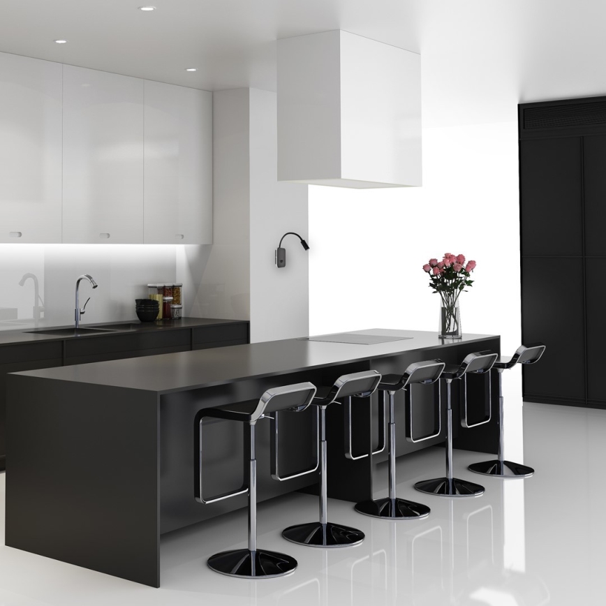 LED-flexibele wandlamp BASE LED/8W+LED/2W/230V zwart/zilver