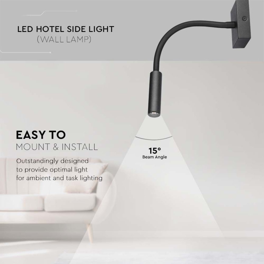 LED Flexibele wandlamp LED/3W/230V
