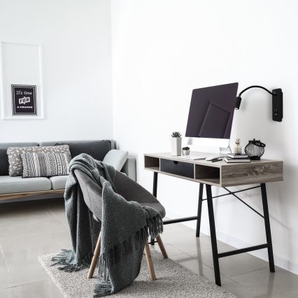 LED flexibele wandlamp met USB BASE LED/8W+LED/2W/230V zwart