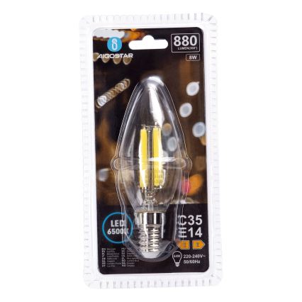 LED-gloeilamp FILAMENT C35 E14/8W/230V 6500K - Aigostar