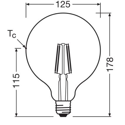 LED-gloeilamp GLOBE CLASSIC FILAMENT G125 E27/4W/230V 2700K - Ledvance