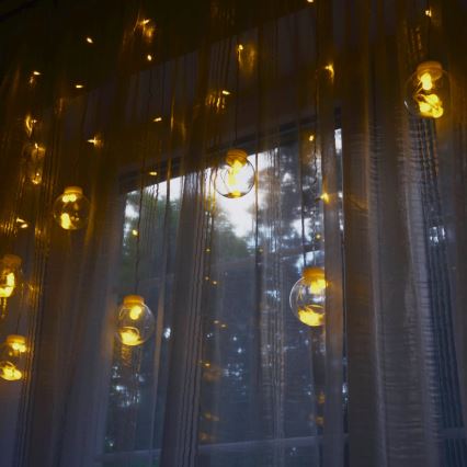 LED-gordijn WISH BALLS 108xLED/8 functies 4,5 m warm wit