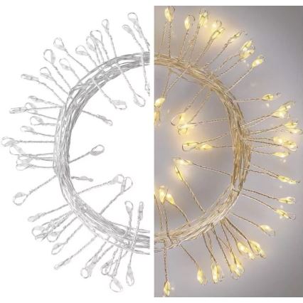 LED  guirlande 100xLED/3xAA 2,7m blanc chaud